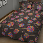Colorful Swirl Lollipop Pattern Print Quilt Bed Set
