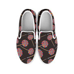 Colorful Swirl Lollipop Pattern Print White Slip On Shoes