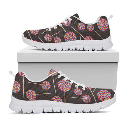 Colorful Swirl Lollipop Pattern Print White Sneakers