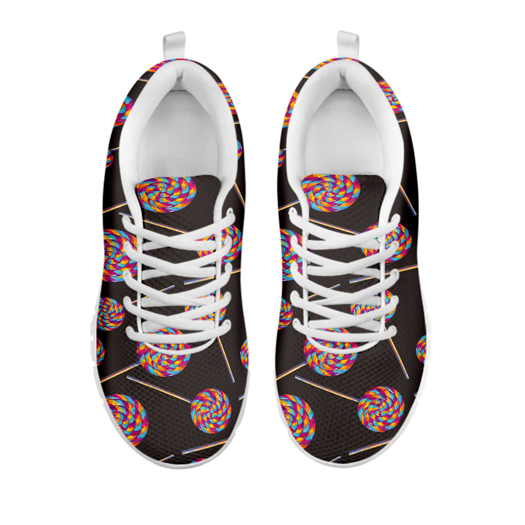 Colorful Swirl Lollipop Pattern Print White Sneakers