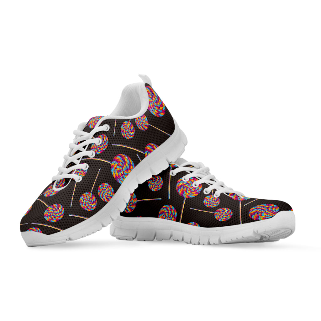 Colorful Swirl Lollipop Pattern Print White Sneakers