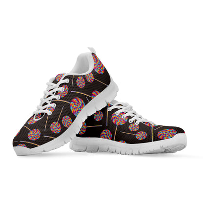 Colorful Swirl Lollipop Pattern Print White Sneakers