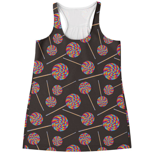 Colorful Swirl Lollipop Pattern Print Women's Racerback Tank Top