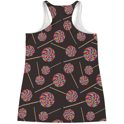 Colorful Swirl Lollipop Pattern Print Women's Racerback Tank Top