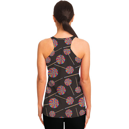 Colorful Swirl Lollipop Pattern Print Women's Racerback Tank Top
