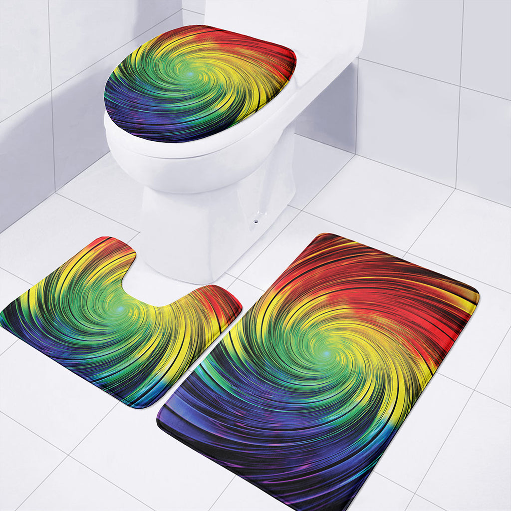 Colorful Swirl Print 3 Piece Bath Mat Set
