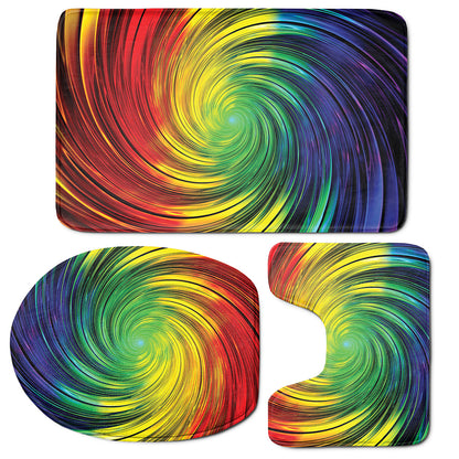 Colorful Swirl Print 3 Piece Bath Mat Set