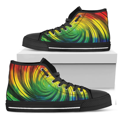 Colorful Swirl Print Black High Top Shoes