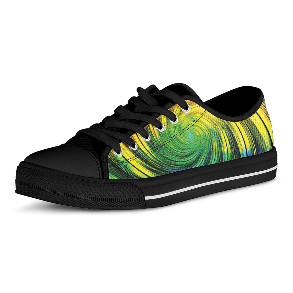 Colorful Swirl Print Black Low Top Shoes