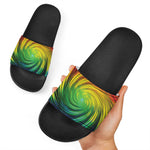 Colorful Swirl Print Black Slide Sandals
