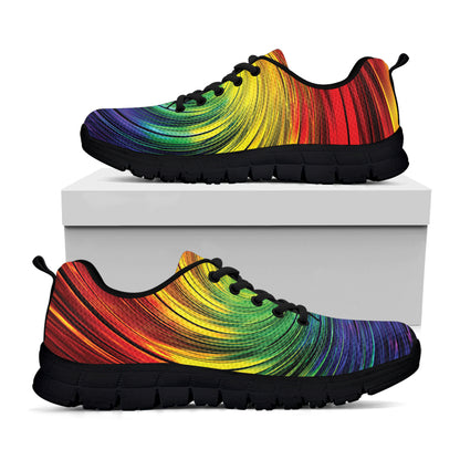 Colorful Swirl Print Black Sneakers