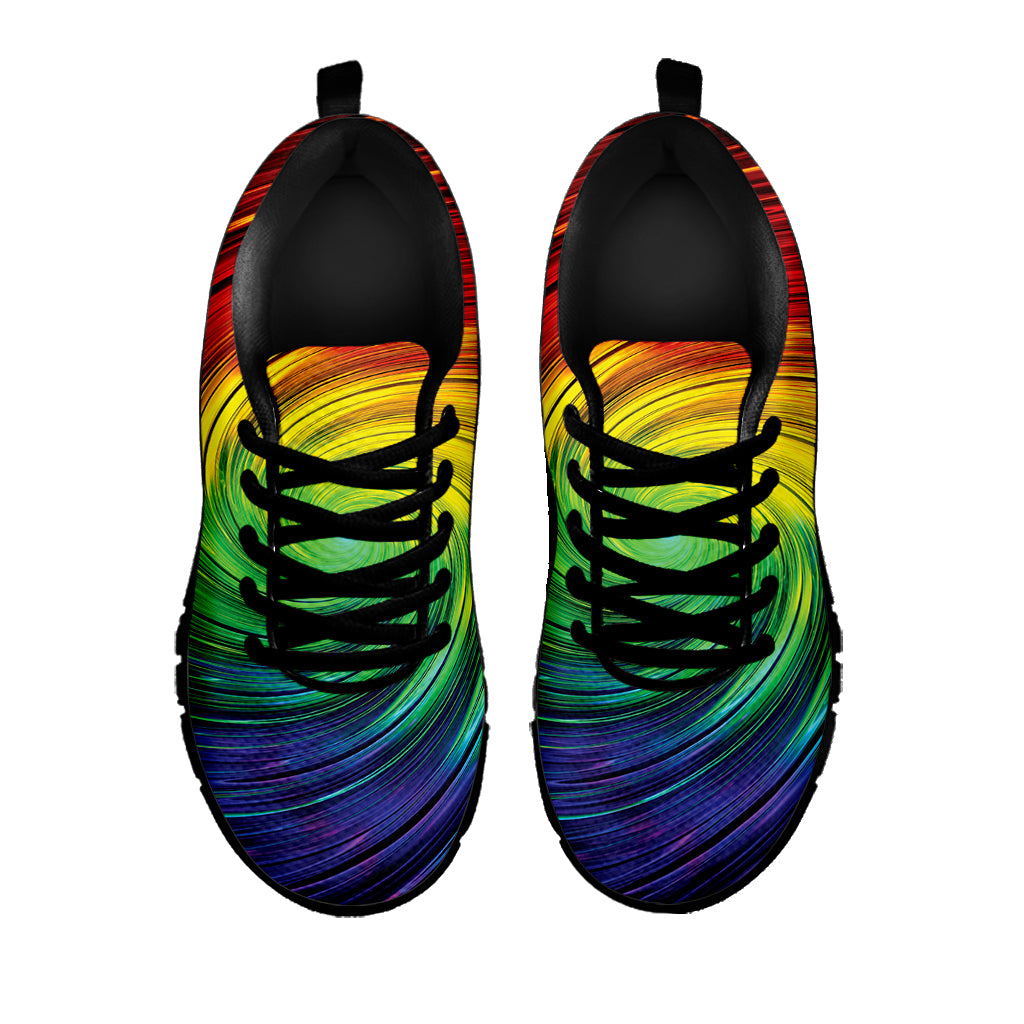 Colorful Swirl Print Black Sneakers