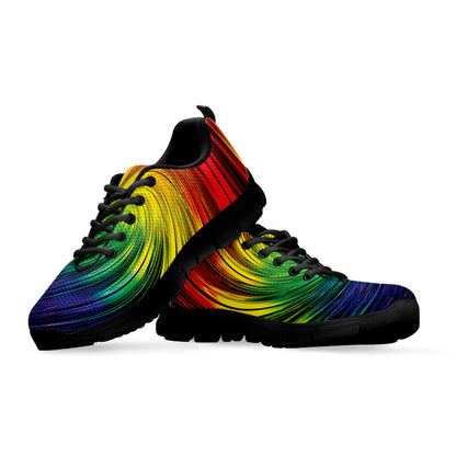 Colorful Swirl Print Black Sneakers