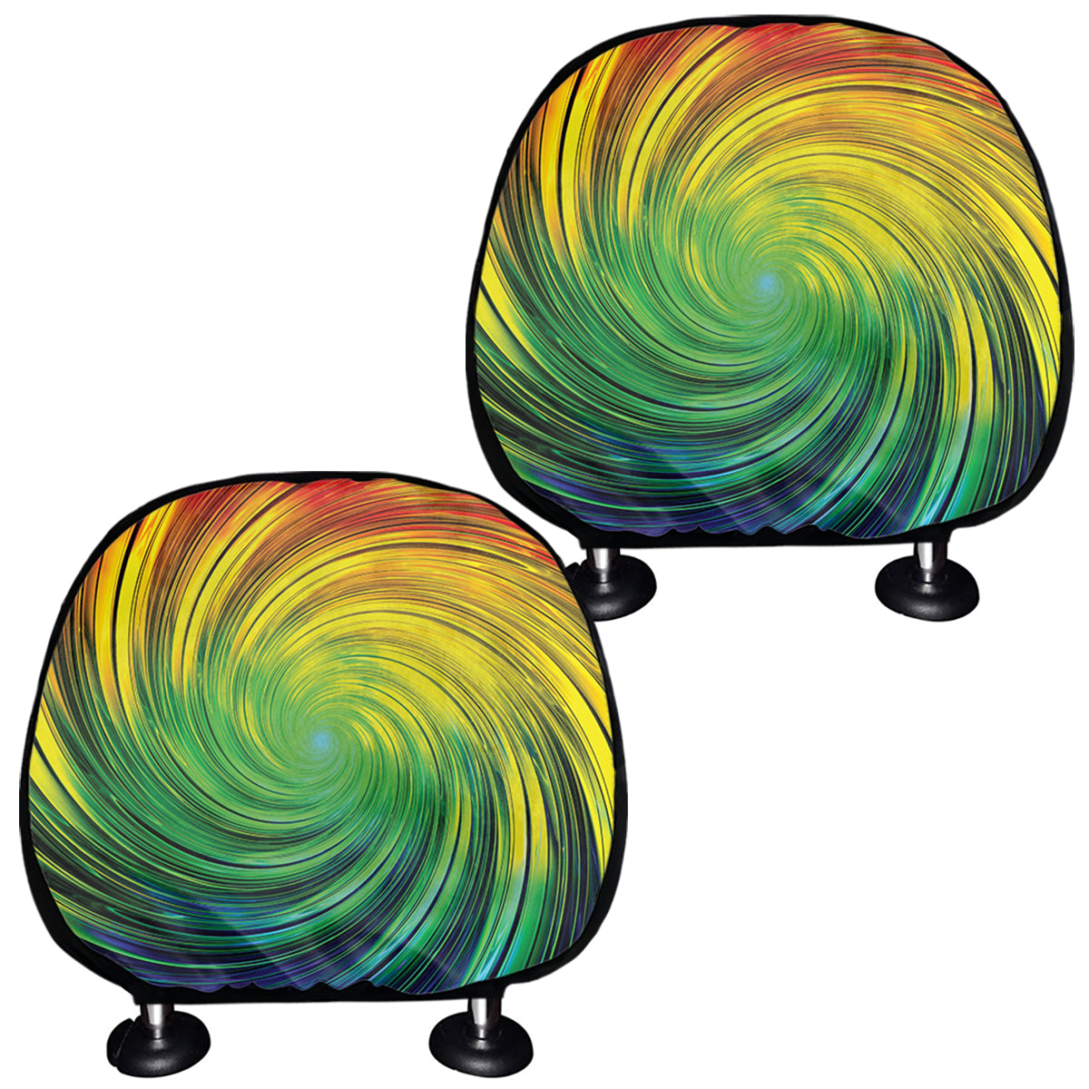 Colorful Swirl Print Car Headrest Covers