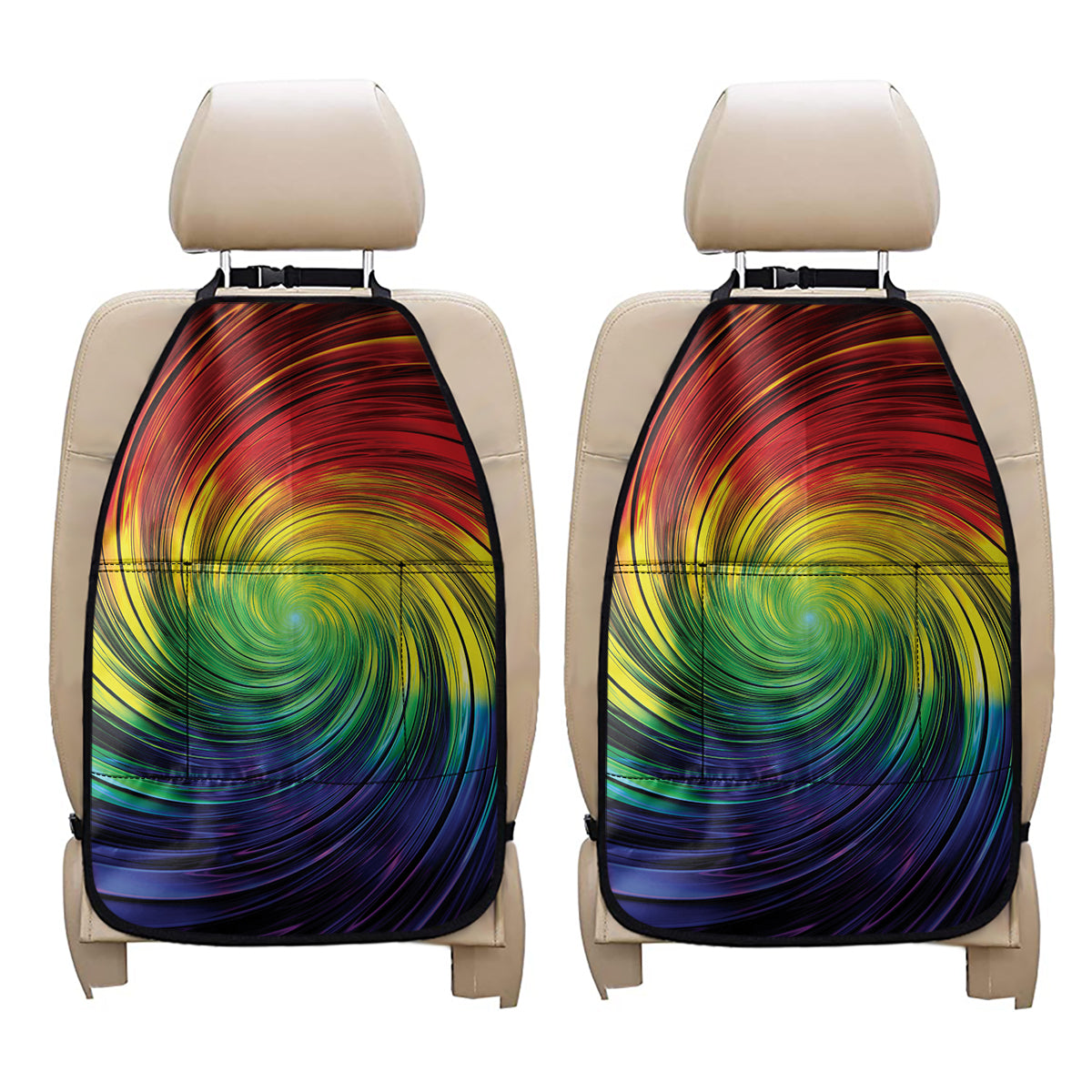 Colorful Swirl Print Car Seat Organizers