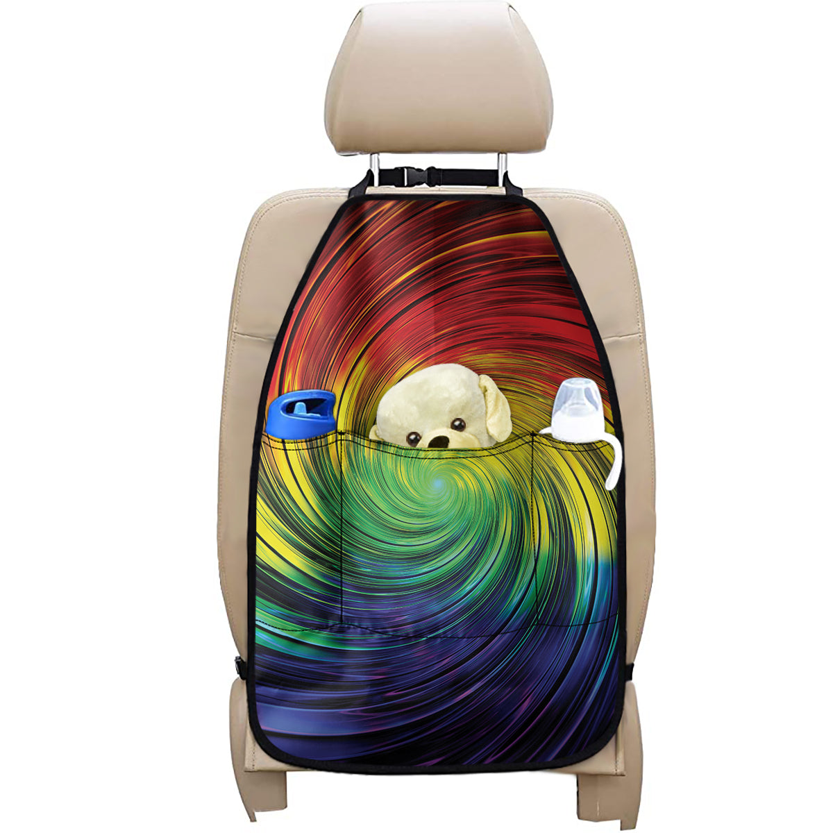 Colorful Swirl Print Car Seat Organizers