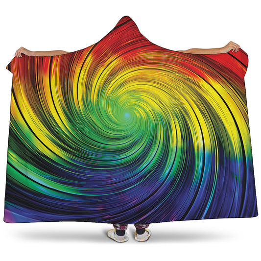 Colorful Swirl Print Hooded Blanket