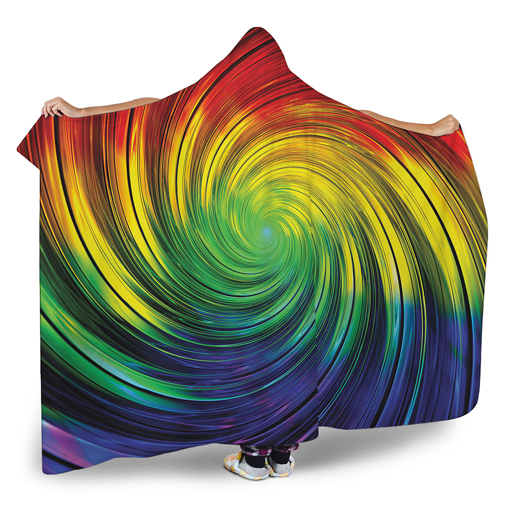Colorful Swirl Print Hooded Blanket