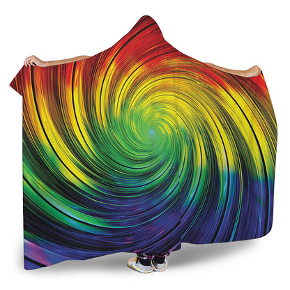 Colorful Swirl Print Hooded Blanket