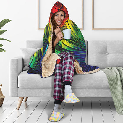 Colorful Swirl Print Hooded Blanket