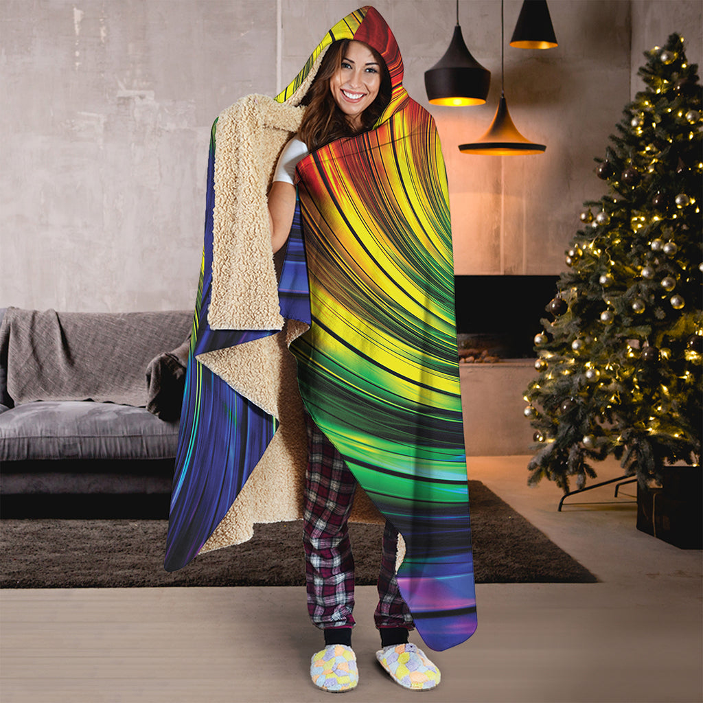 Colorful Swirl Print Hooded Blanket