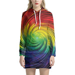 Colorful Swirl Print Hoodie Dress