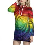 Colorful Swirl Print Hoodie Dress