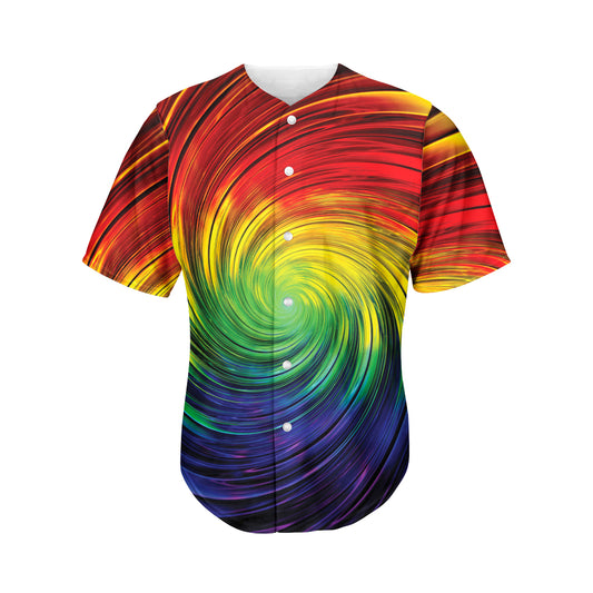 Colorful Swirl Print Men's Baseball Jersey