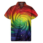 Colorful Swirl Print Men's Short Sleeve Shirt