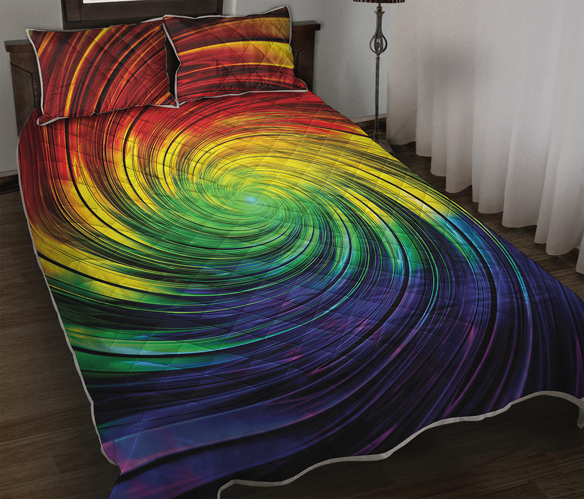 Colorful Swirl Print Quilt Bed Set