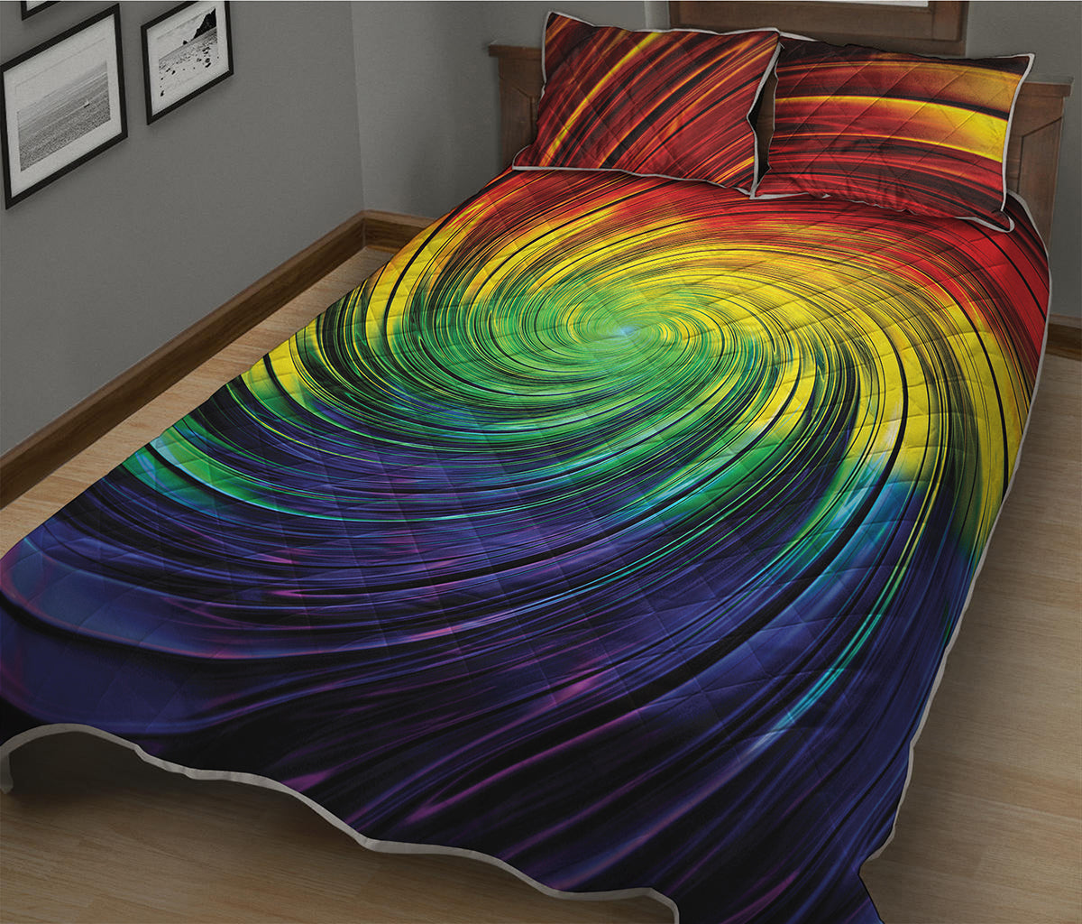 Colorful Swirl Print Quilt Bed Set