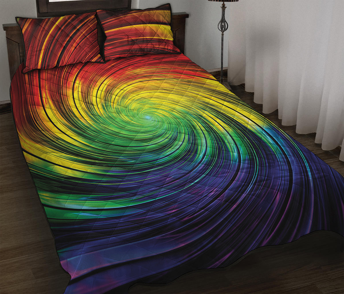 Colorful Swirl Print Quilt Bed Set