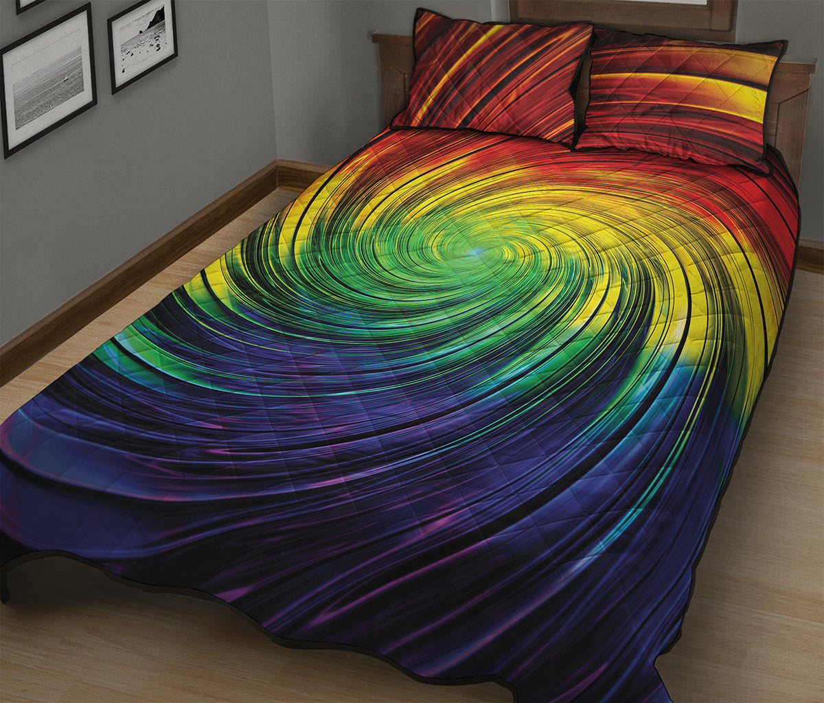Colorful Swirl Print Quilt Bed Set