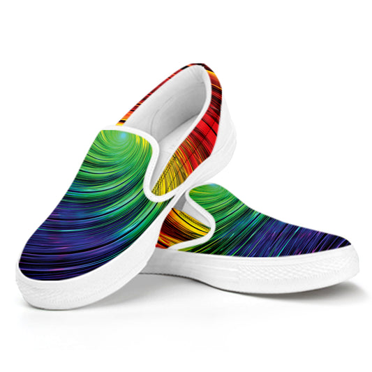 Colorful Swirl Print White Slip On Shoes