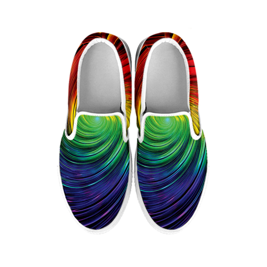 Colorful Swirl Print White Slip On Shoes