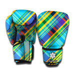 Colorful Tartan Pattern Print Boxing Gloves