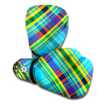 Colorful Tartan Pattern Print Boxing Gloves