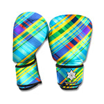 Colorful Tartan Pattern Print Boxing Gloves