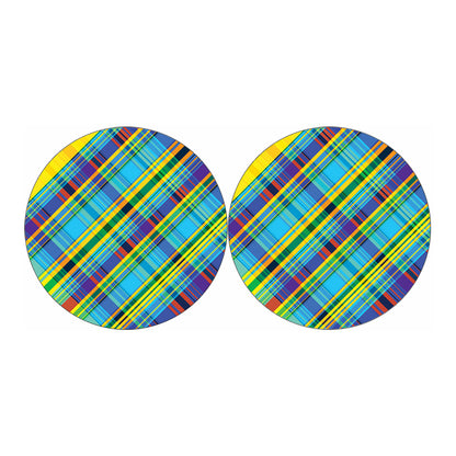 Colorful Tartan Pattern Print Car Coasters
