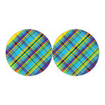 Colorful Tartan Pattern Print Car Coasters