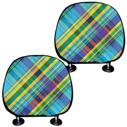 Colorful Tartan Pattern Print Car Headrest Covers