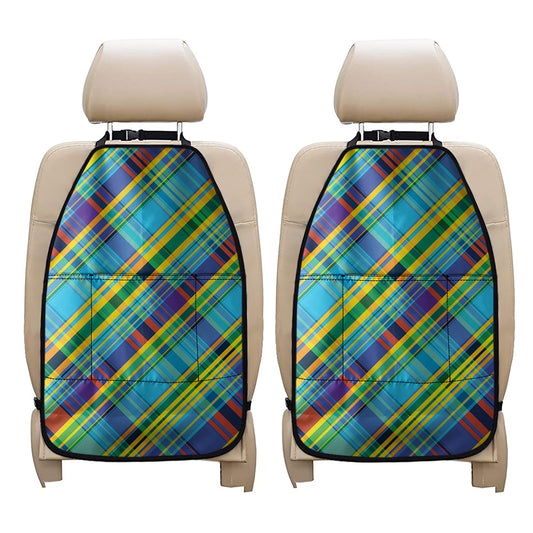 Colorful Tartan Pattern Print Car Seat Organizers