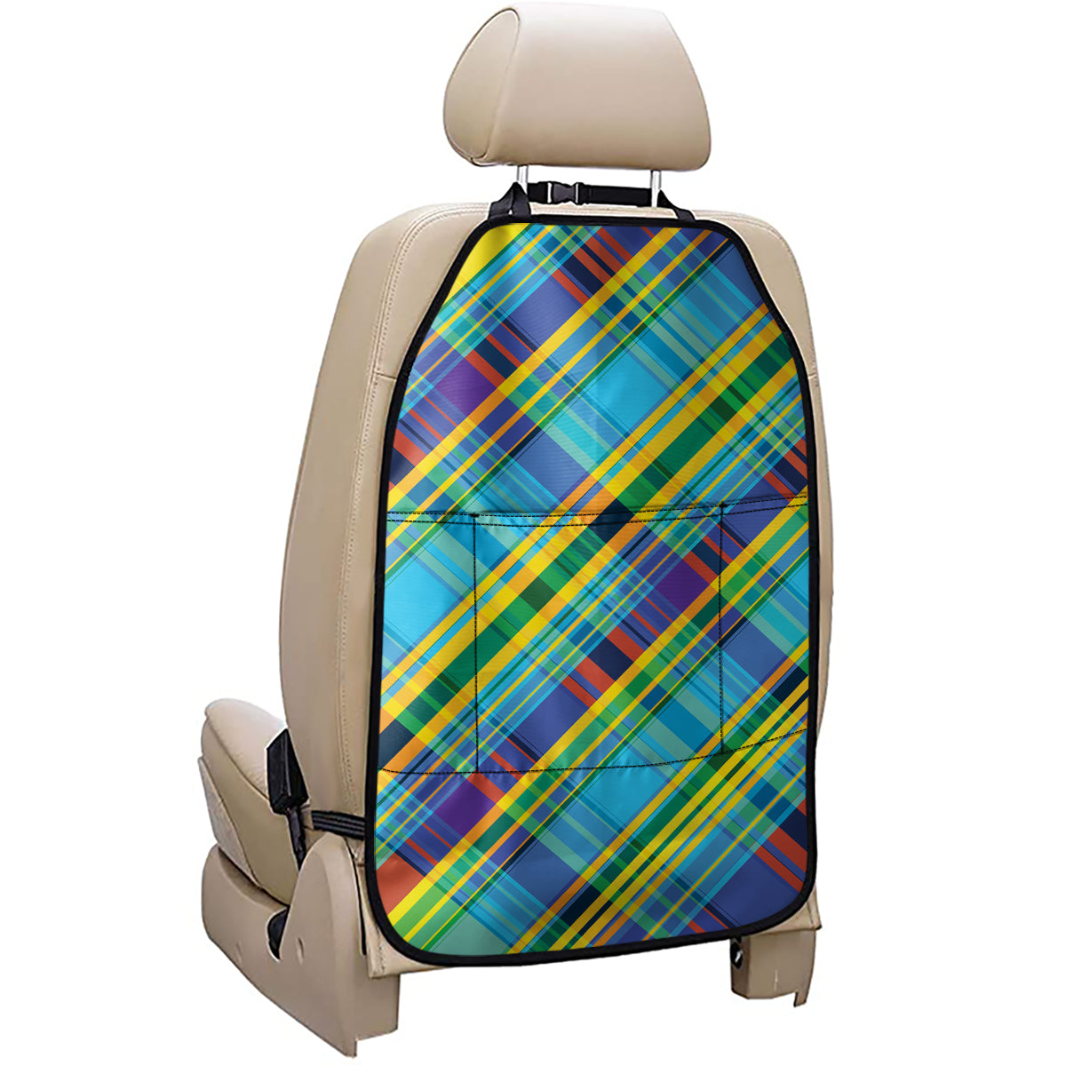 Colorful Tartan Pattern Print Car Seat Organizers