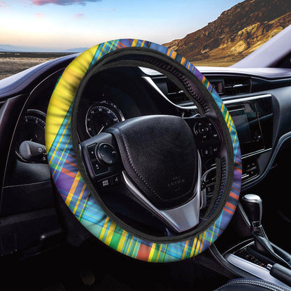 Colorful Tartan Pattern Print Car Steering Wheel Cover