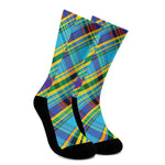 Colorful Tartan Pattern Print Crew Socks