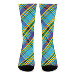 Colorful Tartan Pattern Print Crew Socks