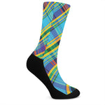Colorful Tartan Pattern Print Crew Socks