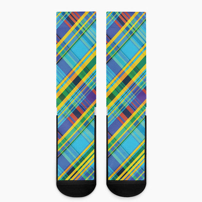 Colorful Tartan Pattern Print Crew Socks