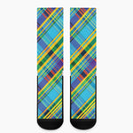 Colorful Tartan Pattern Print Crew Socks