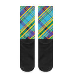Colorful Tartan Pattern Print Crew Socks